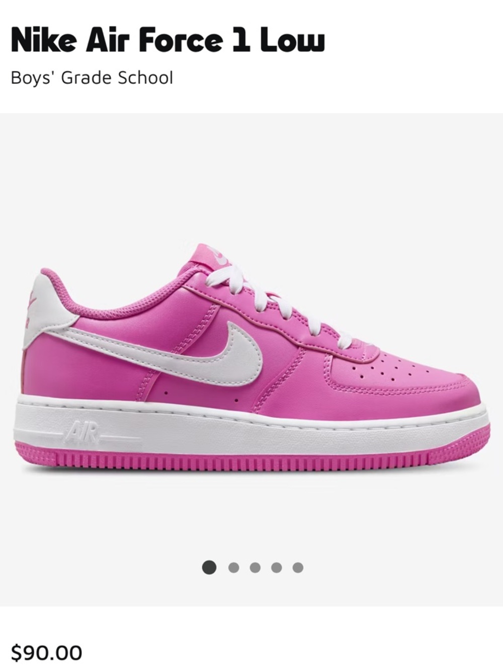 Nike bubble gum Pink and White Air Force 1 Low Velcro size 12